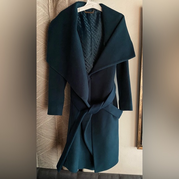 Authentic Diane Von Furstenberg Wool Wrap Coat Green Belt Sz 2 - Picture 1 of 14